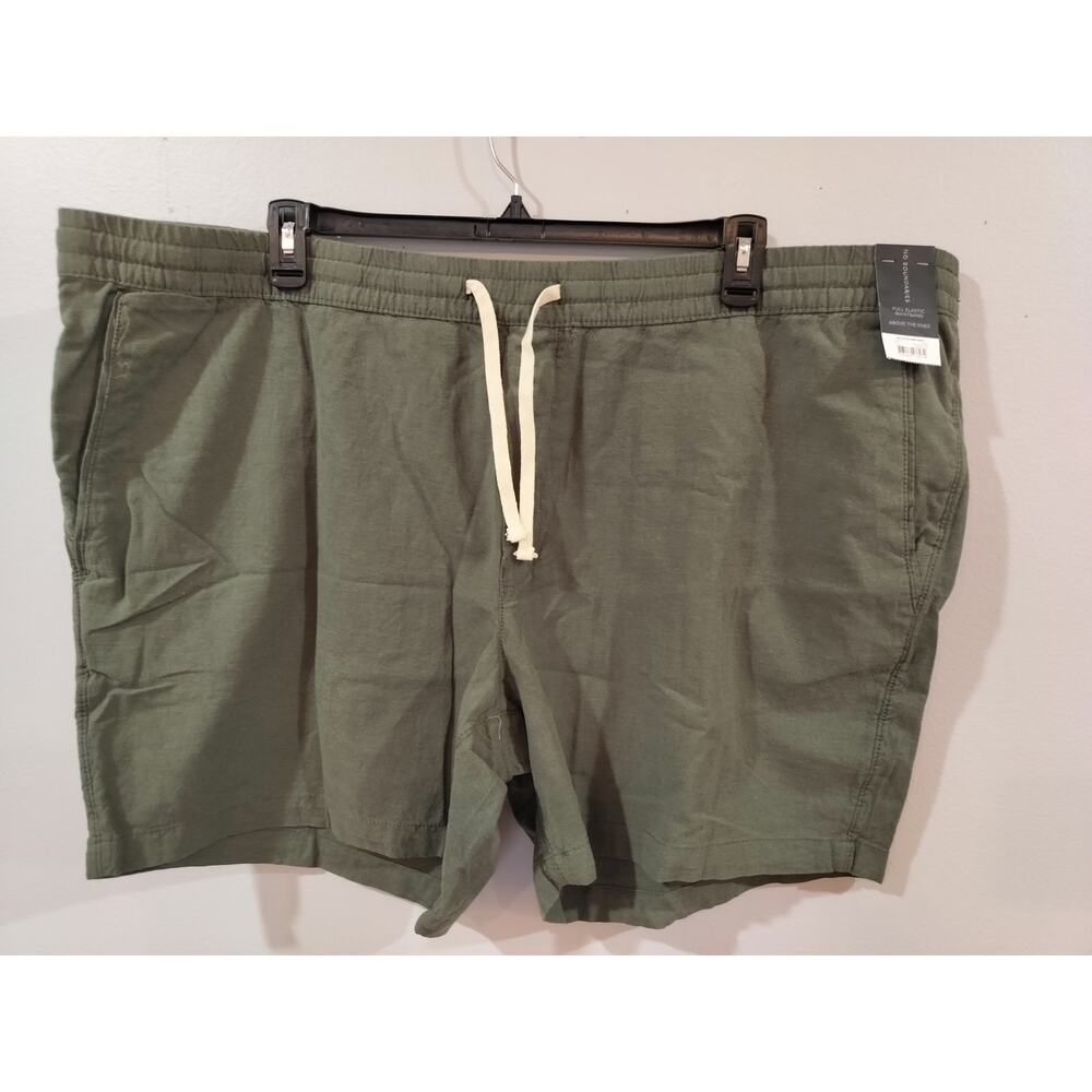 No Boundaries Mens Cotton Linen Shorts 3XL Green Elastic Waist Drawstring Casual - Picture 1 of 9